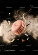 Pink Macaron with Vanilla and Powder Explosion