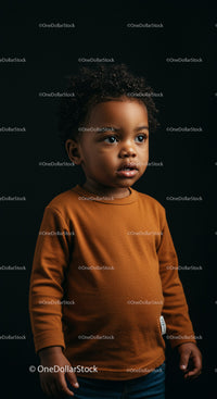 Curious young boy in warm brown sweater