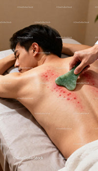 Man receiving gua sha therapy for muscle relief