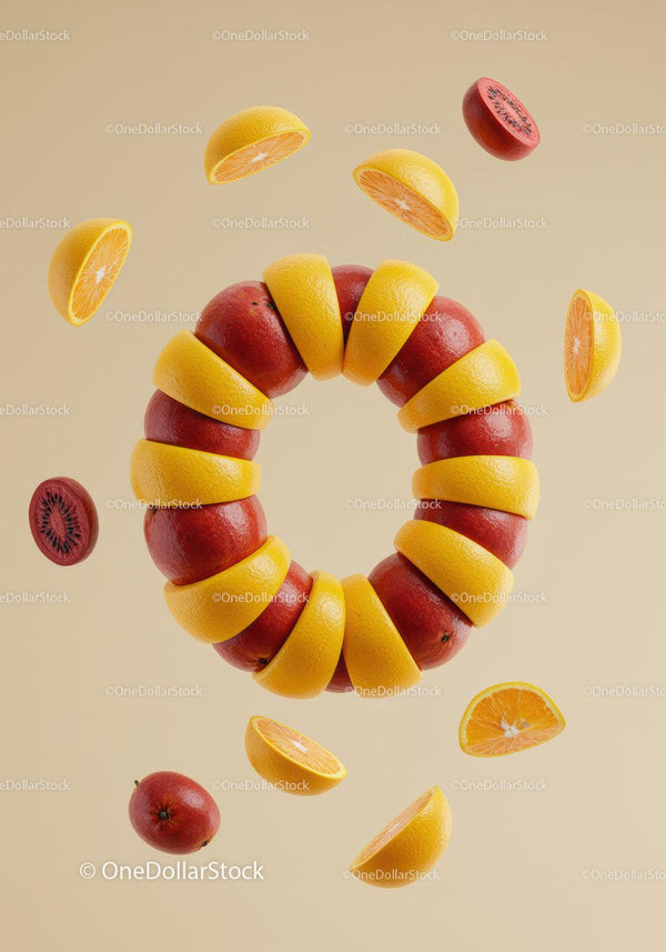Creative Citrus and Kiwi Fruit Arrangement in Circular Pattern