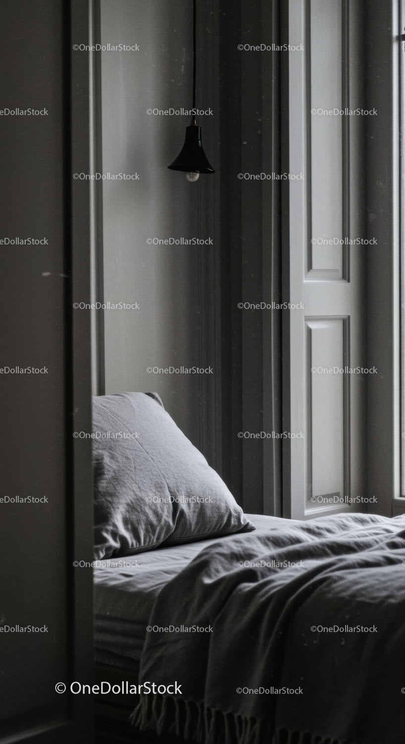 Minimalist Modern Bedroom with Gray Bedding and Elegant Interior Design