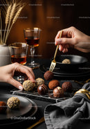 Luxurious Assorted Chocolate Truffles and Gourmet Sweets on Black Marble