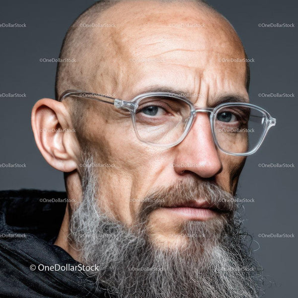 Mature Man with Stylish Glasses and Distinguished Beard