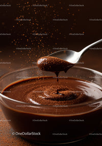 Rich Chocolate Sauce Being Poured and Sprinkled with Cocoa