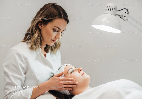 Profesjonalny zabieg na twarz w spa z kobietą otrzymującą pielęgnację skóry