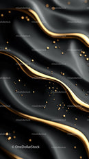 Luxurious Black Fabric with Gold Accents and Elegant Details