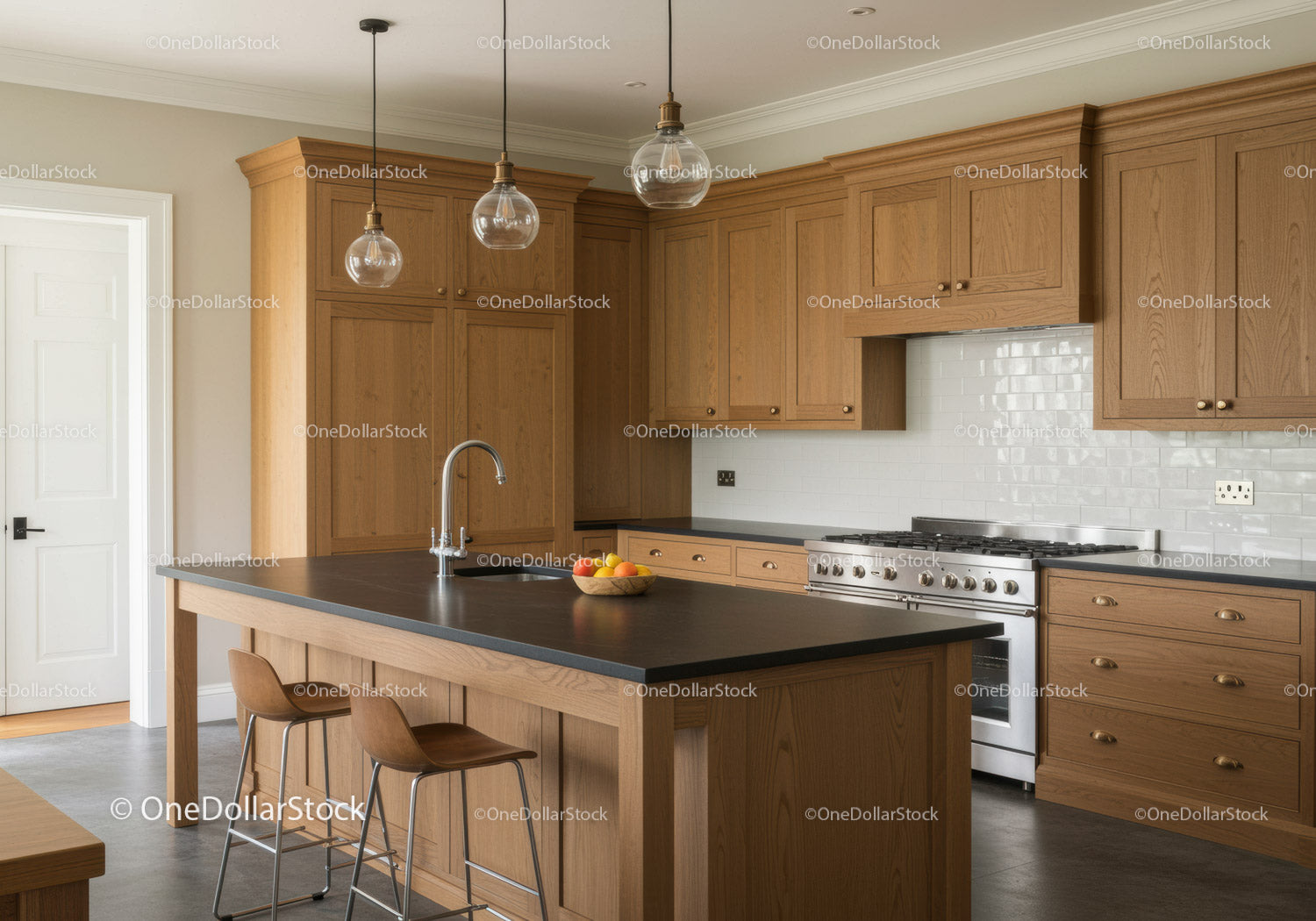 Modern Kitchen with Wooden Cabinets and Island for Cozy Home Cooking
