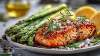 Gourmet Grilled Salmon with Asparagus and Lemon Slices