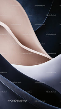Abstract Curved Shapes in Pastel Beige White and Navy Blue