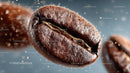 Flying Coffee Beans in Motion on a Dark Background