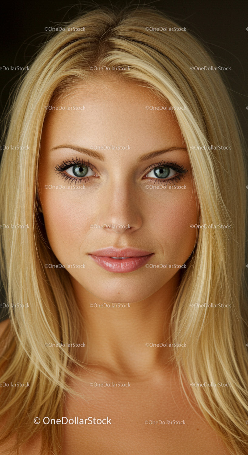 Close-up portrait of a young woman with blonde hair