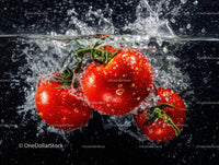 Fresh Red Tomatoes Splashing into Water in Artistic Food Photography