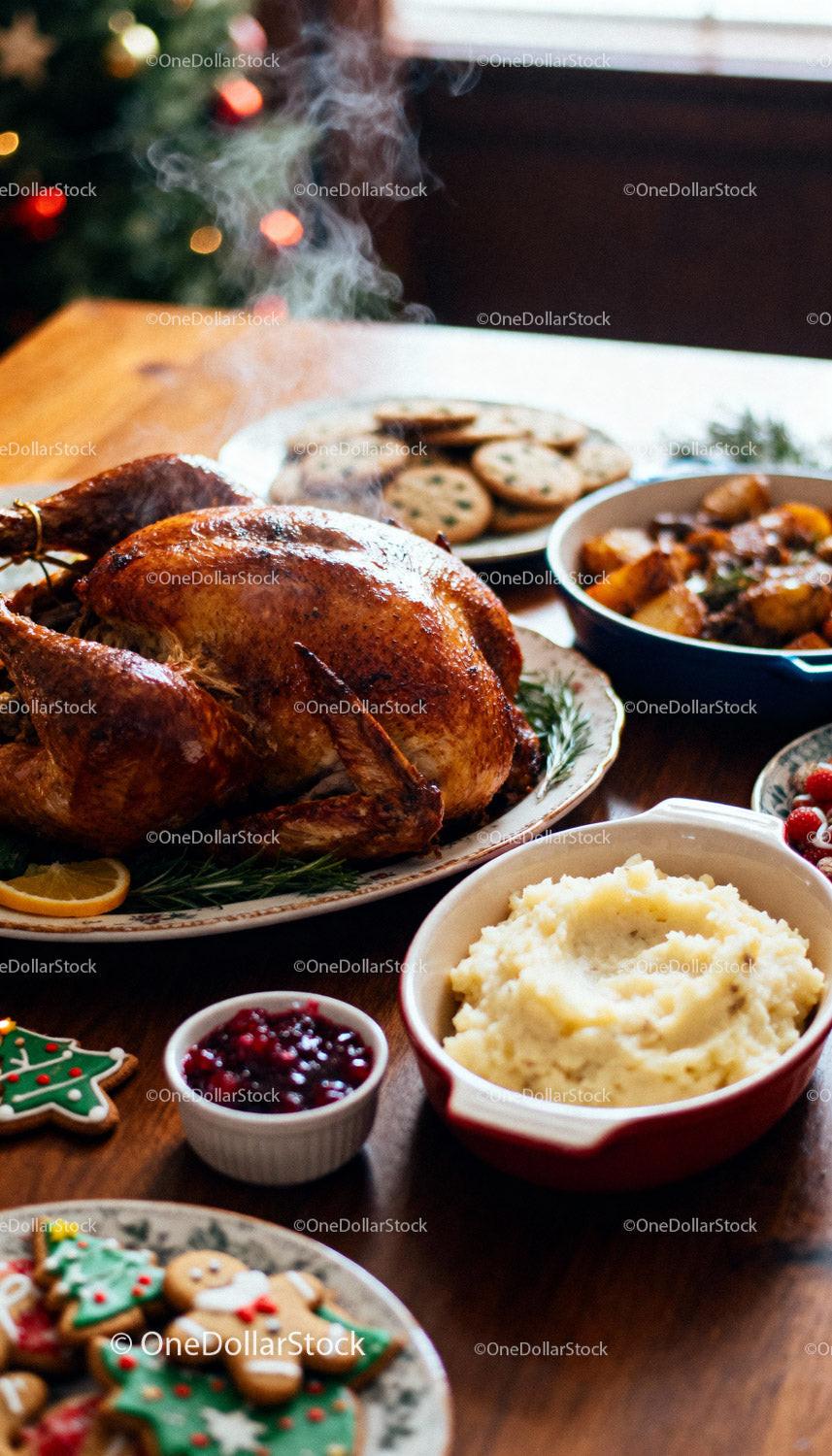 Roasted turkey with classic holiday side dishes