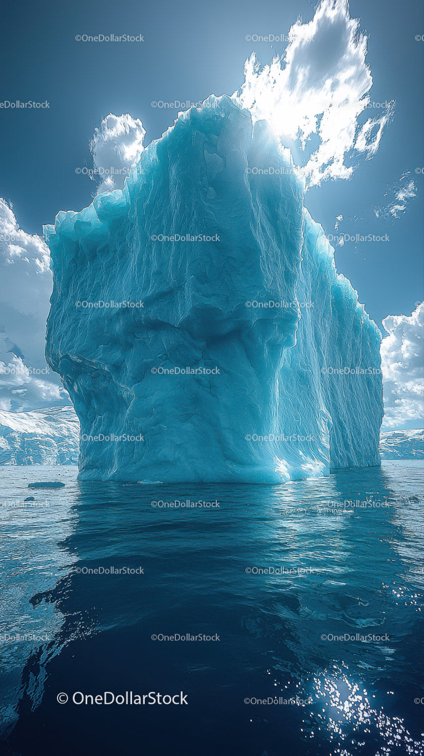 Majestic Blue Iceberg Towering Over Calm Arctic Waters