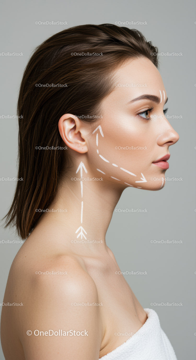 Woman with Beautiful Skin Complying with Aesthetic Facial Lines
