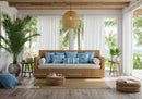 Cozy tropical living room with natural rattan furniture