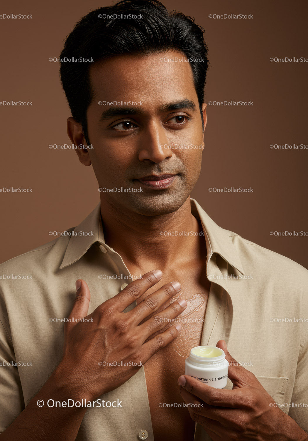 Man with Moisturizer Applying Skincare Routine for Healthy Skin