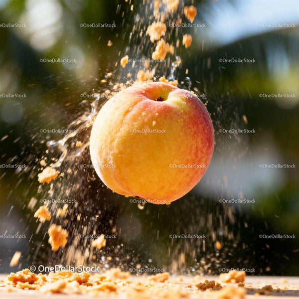 Fresh peach bursting with crumbly biscuit crumbs