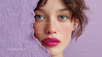 Beautiful Woman with Radiant Pink Lips and Artistic Background