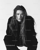 Black and White Fashion Portrait of a Woman with Wet Hair