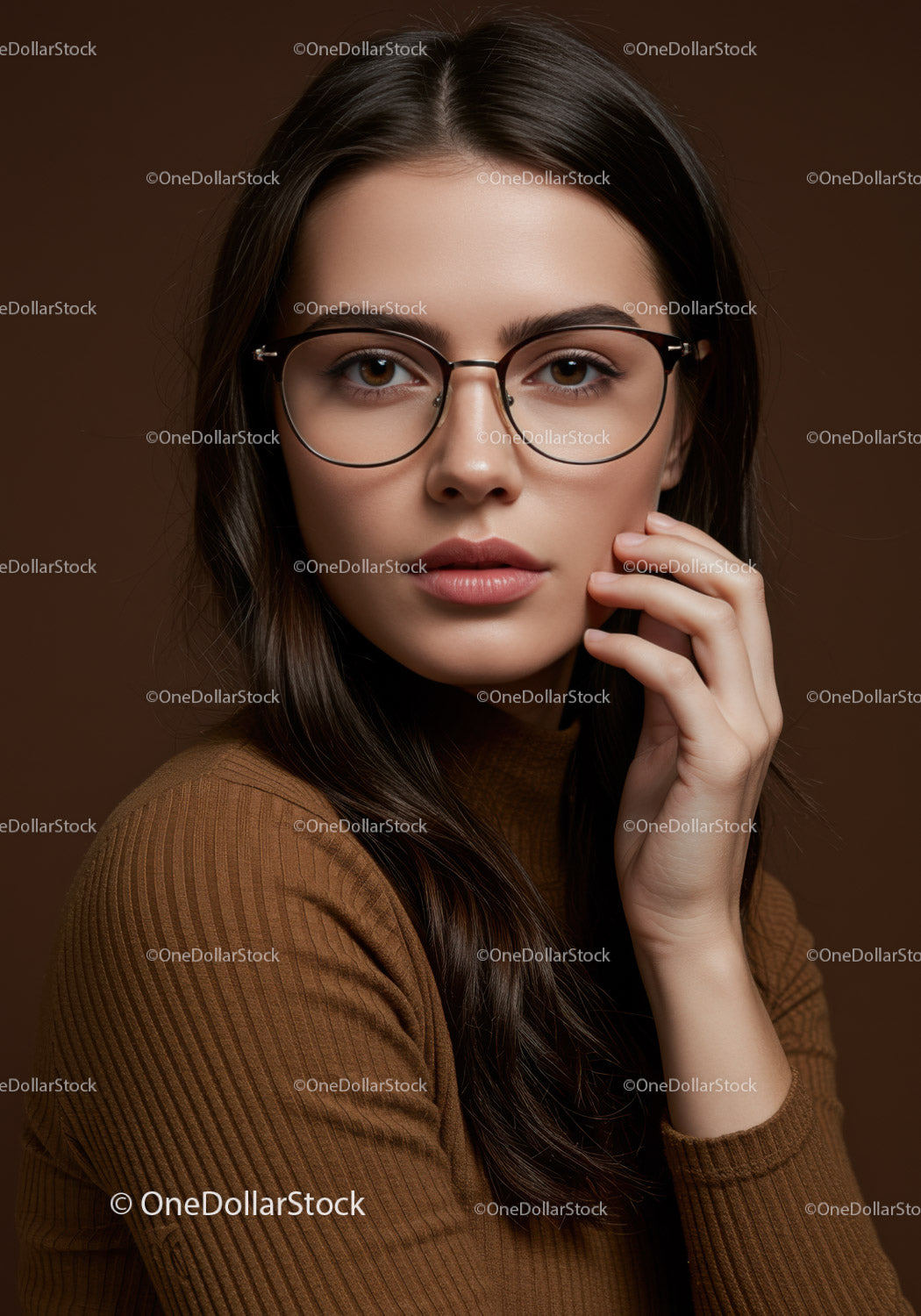 Elegancka kobieta w stylowych okularach w swobodnym portrecie