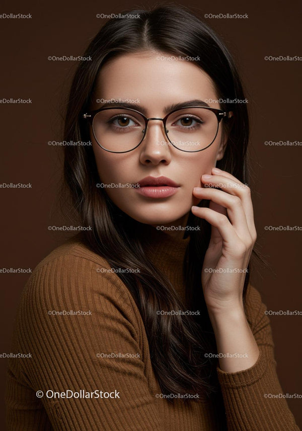 Elegant Woman with Stylish Glasses in Casual Portrait