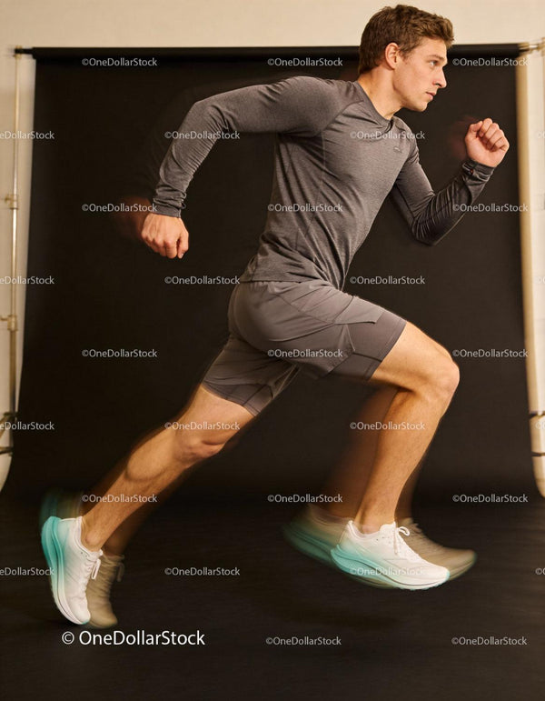 Athletic man sprinting fast with blurred motion effect
