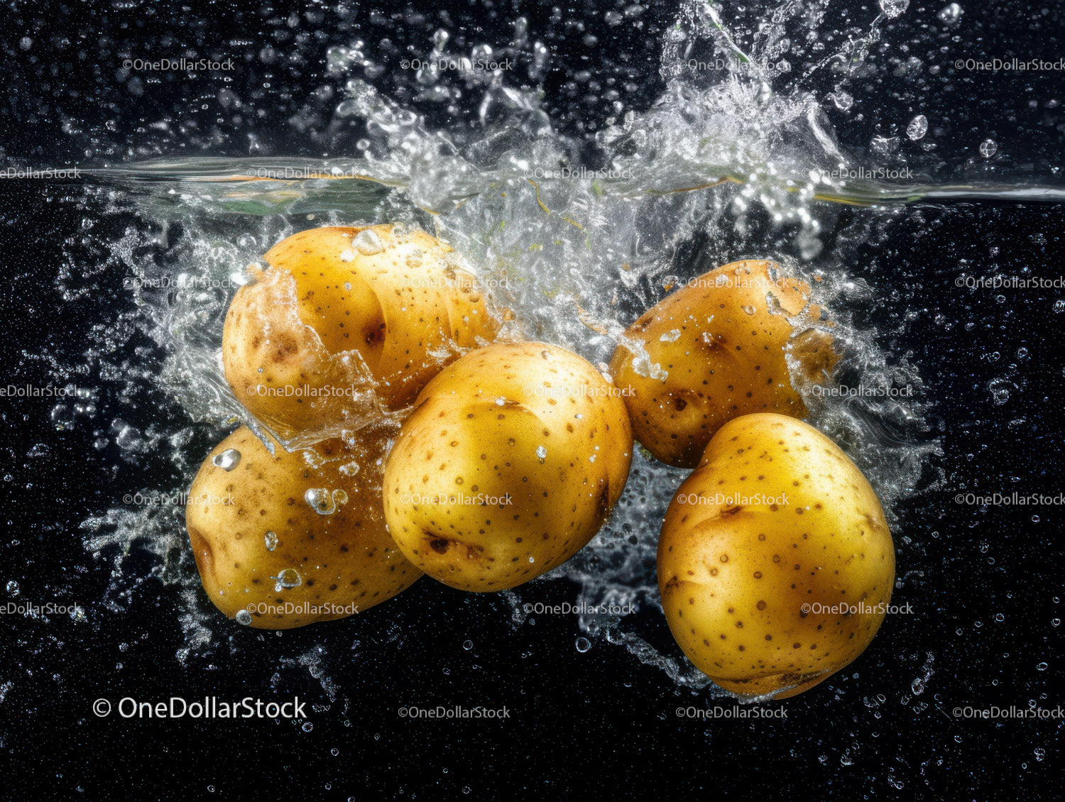 Yellow Apples Splashing in Water with Fresh Juicy Fruits