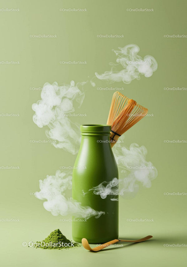 Zielony zestaw do herbaty matcha z trzepaczką i proszkiem