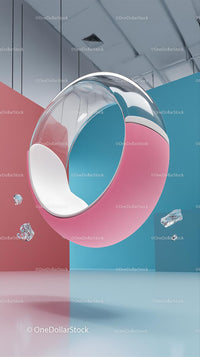 Modern Abstract with Metallic Ring and Pastel Colors