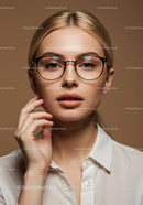 Elegant Woman with Glasses in Modern Fashion Portrait