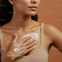 Close-Up of Woman Applying Cream on Chest Skin For Skincare Routine