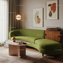 Modern Living Room with Green Curved Sofa and Art