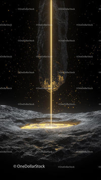 Futuristic Cosmic Scene with Glowing Asteroid and Space Dust