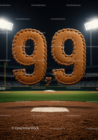 Baseball Score Displayed as Leather Stitched Numbers in Stadium