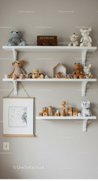 Children's Plush Toys and Nursery Decor Display with Soft Cuddly Animals