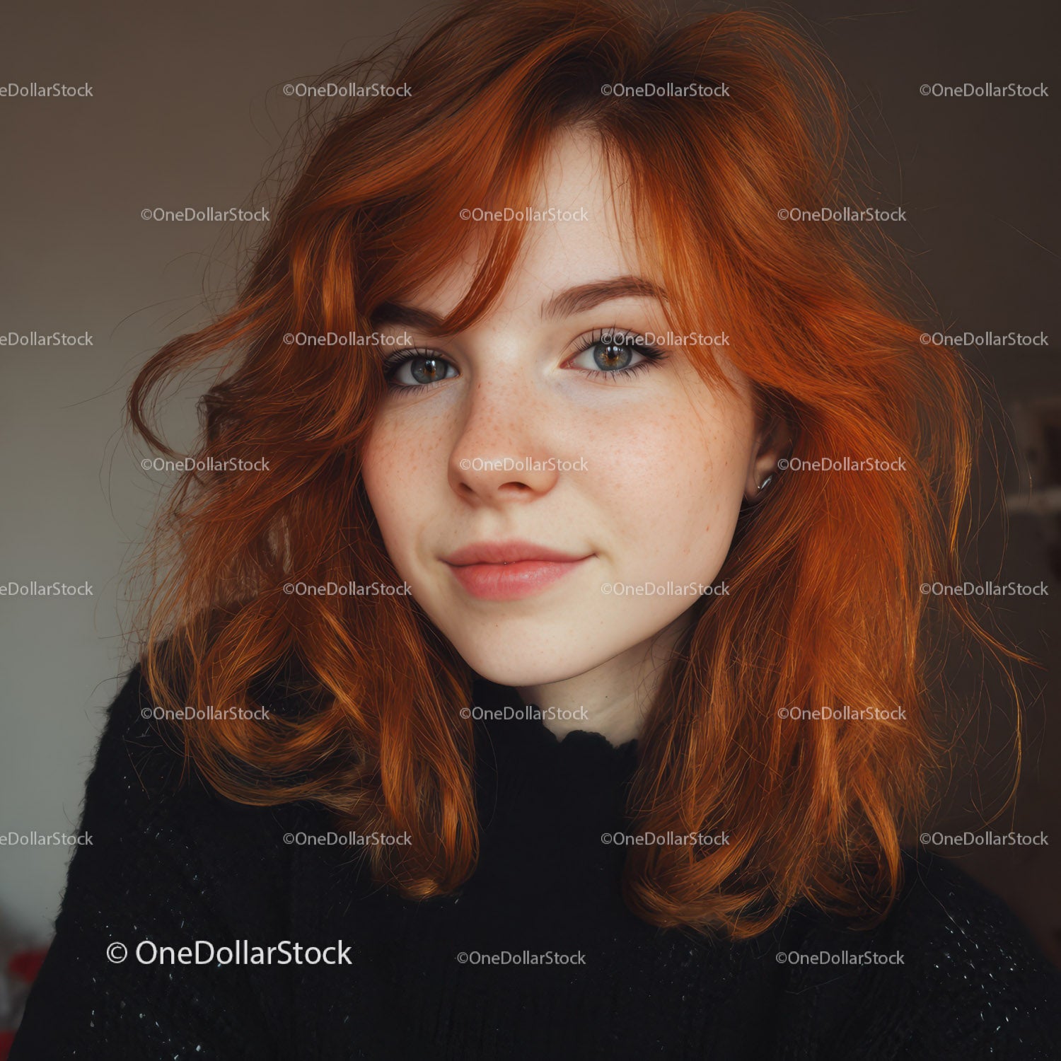 Bright Red Haired Woman Portrait with Vibrant Natural Look