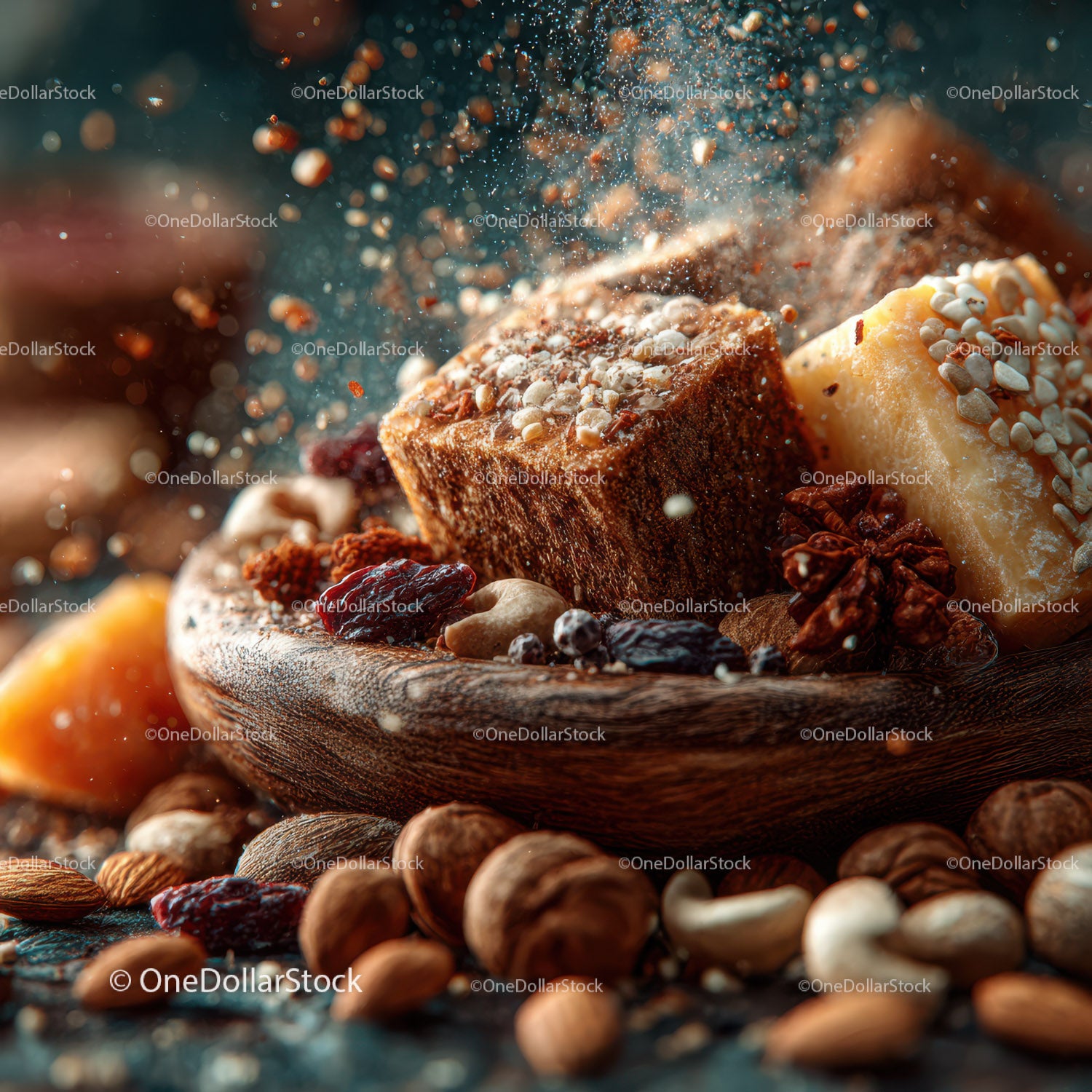 Różnorodne wykwintne czekoladowe fudge z orzechami i suszonymi jagodami