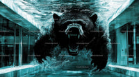 Fierce Black Bear Roaring Underwater in a Wildlife Scene