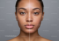 Close-Up Portrait of a Young Woman with Flawless Skin and Natural Makeup