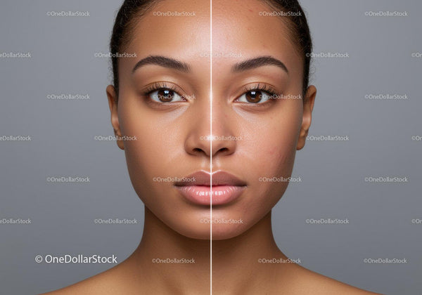Close-Up Portrait of a Young Woman with Flawless Skin and Natural Makeup