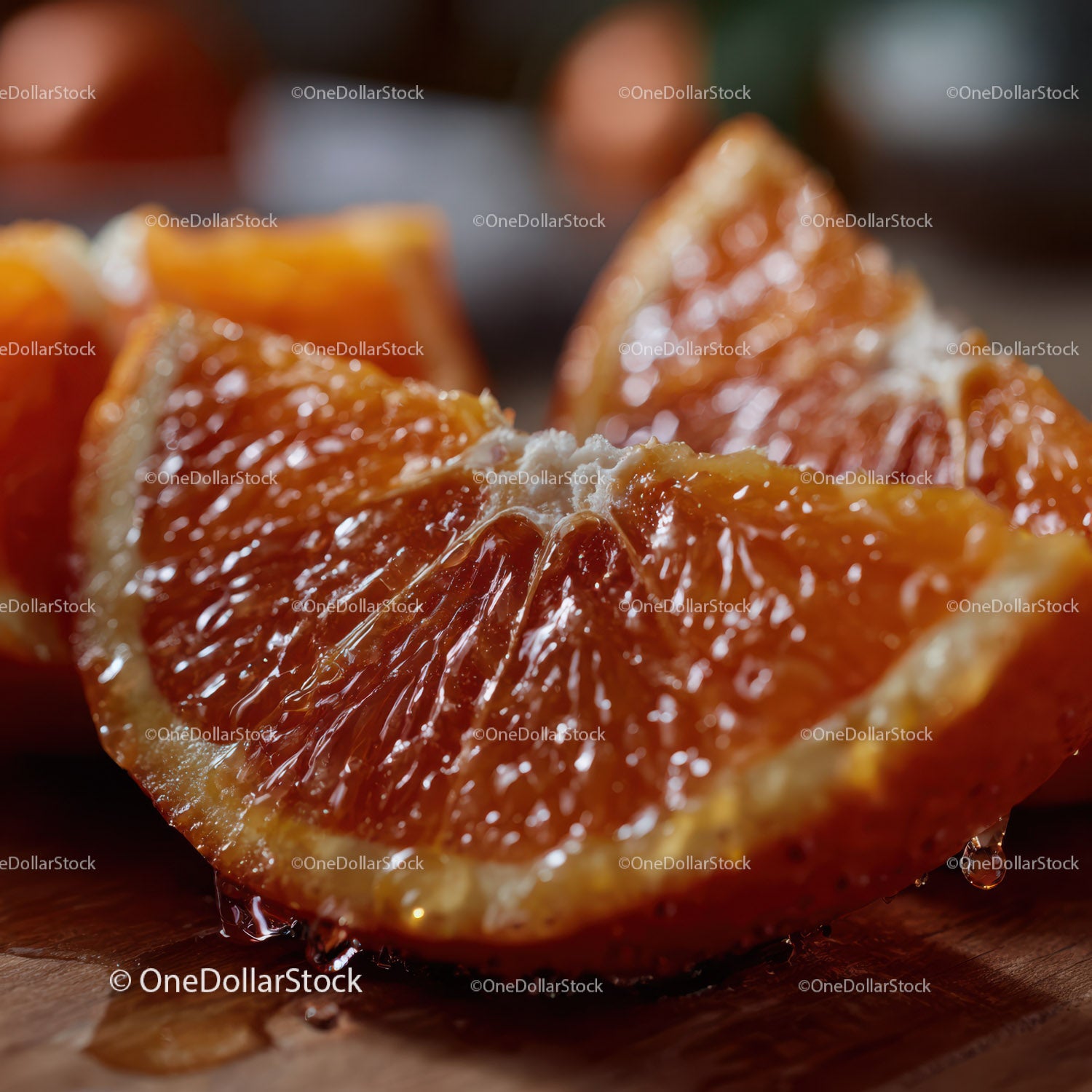 Close-Up of Juicy Fresh Orange Slices Showcasing Bright Color and Texture