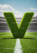 Large Grass Letter V on Football Field in Stadium