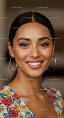 Portrait of a Happy Diverse Woman with Bright Smile Wearing Floral Top