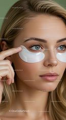 Close-Up of Woman Applying Eye Patches for Skincare Treatment