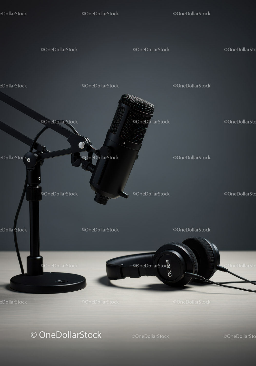 Professional Studio Microphone and Headphones for Recording