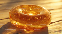 Luxurious Golden Glass Gemstone with Sparkling Glitter in Sunlight