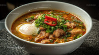 Spicy Ramen Bowl with Pork Belly and Soft Boiled Eggs