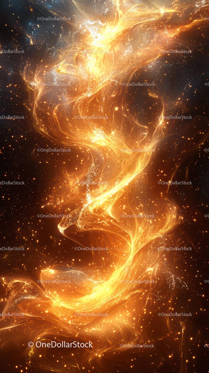 Vibrant Cosmic Explosion with Fiery Swirls and Glowing Particles