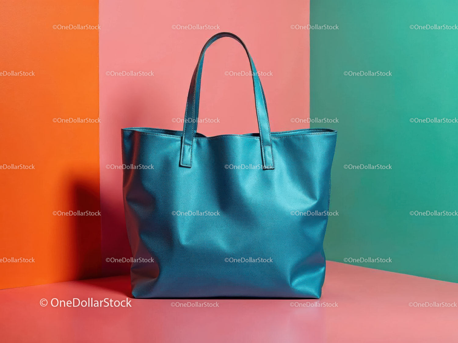 Elegant Blue Leather Tote Bag with Modern Design for Women
